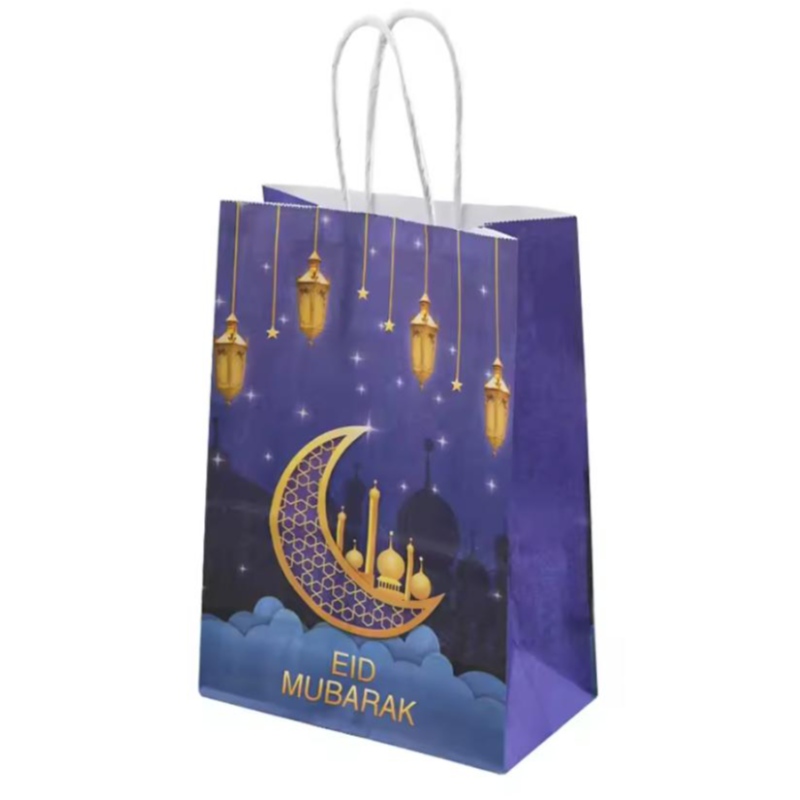 Χονδρική eid mubarak πάρτι δώρο kraft τσάντα τσάντα ισλαμικό μουσουλμανικό φεστιβάλ διακόσμηση ramadan goodie τσάντες